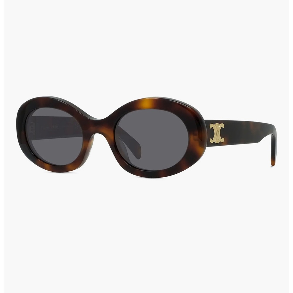 Celine Triomphe Oval Sunglasses Tortoise Brown Havana/Smoke